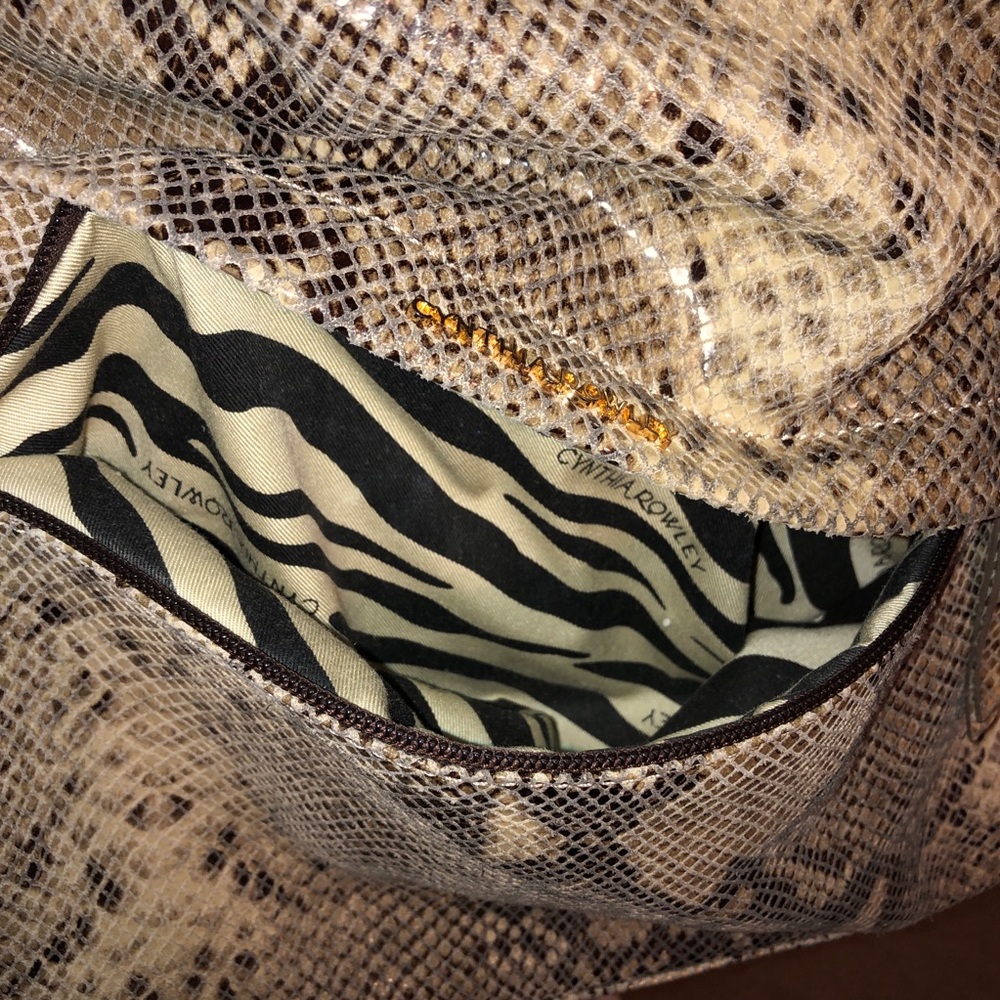 NWOT Cynthia Rowley Python Snakeskin Leather Large Shoulder Bag Purse - Picture 13 of 16